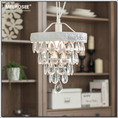 vintage mini glass chandelier light fixture cottage white suspension lamp hanging light for dining room, porch aisle [top-selling-products-8270]