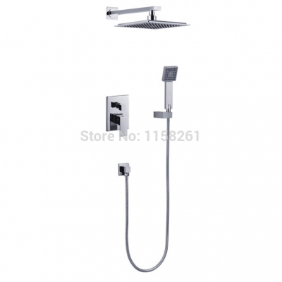 whole and retail 8 inch contemporary chrome rainfall shower faucet set conceal install yb-602 [chrome-finish-shower-set-1858]