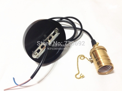 whole! vintage edison pendant light e27 copper lamp holder+knitted wire cable + ceiling base 110v 220v