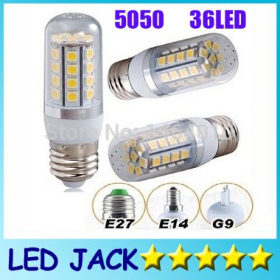 x5 g9 gu10 e27 led lights with cover 36pcs 5050 smd 6w led spotlights warm/cool white ac 220v [5050-smd-ic-corn-series-675]