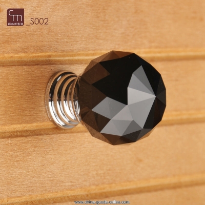 10pcs decorative hardware k9 crystal glass chrome cabinet cupboard door knobs black(diameter:30mm)