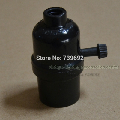 (10pcs/lot) phenolic socket lamp holder bakelized plastic knob e27/e26 screw-mount lamp socket for pendant light /wall lamps