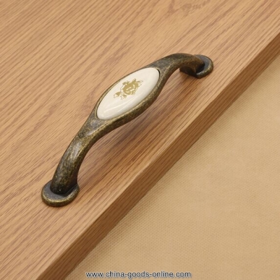128mm ceramic kichen cabinet handles bronze dresser pull antique zinc alloy drawer cupboard furniture hareware handles pull knob [Door knobs|pulls-2275]