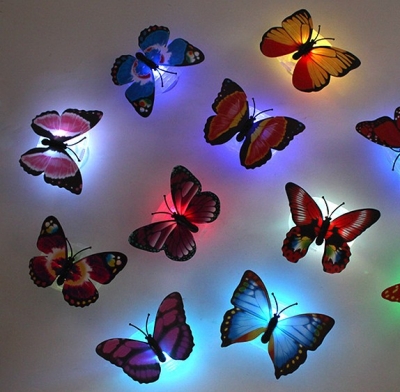 12pcs butterfly night light stick flower night light optical fiber butterfly small night light