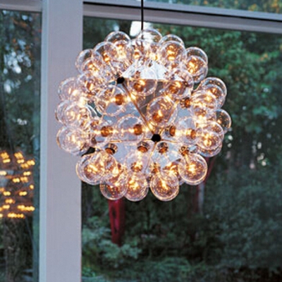 17/20 heads small ball brushed bubble-glass pendant light simple luxury dna cleavage droplight