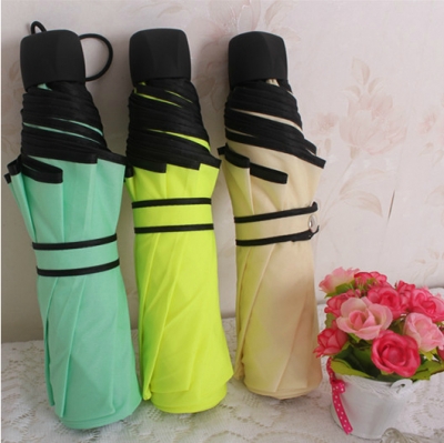 2014 lowest price couple simple style foling 10 pure colors 190t small size portability umbrella