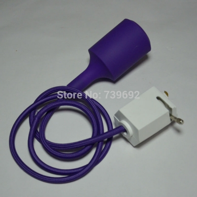2014 pendant light purple color e27 e26 silicone lamp holder/110v 220v,cable length 1 m,white track head