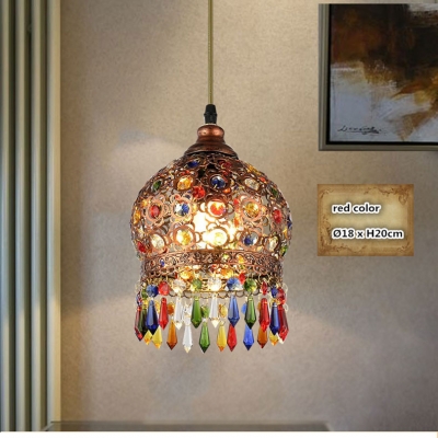 2015 discount creative 1 head characteristic bohemia iron nostalgic bar pendant light colorful crystal pastoral pendant light [bohemia-style-7798]