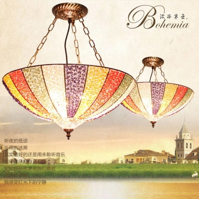2015 meditteranean fashion rainbow design hand knitted ceiling light dia50cm 3 head pastoral tiffany bedroom iron ceiling light [bohemia-style-248]
