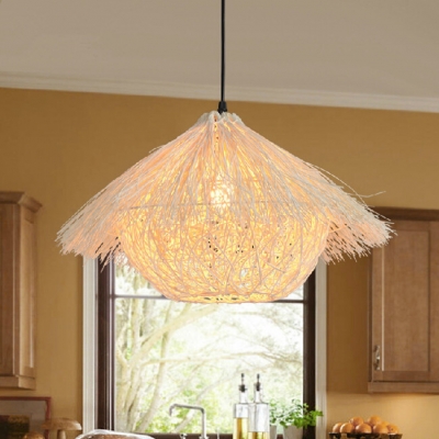2015 modern simple led country pastoral hand knitting bamboo bird net pendant light for dining room balcony with e27 bulb [american-style-7904]