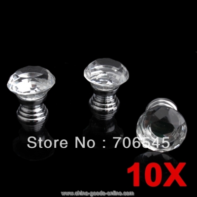 30mm diamond shape crystal glass cabinet knob drawer cupboard pull handle [Door knobs|pulls-2372]
