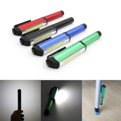 4 colors mini led flashlight cob led magnetic stand hanging hook rotation light penlight torch lanterna drop [flahshlight-new-5761]