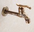 antique brass dragon carved extended mop pool taps wall mount single lever cold water sink faucet