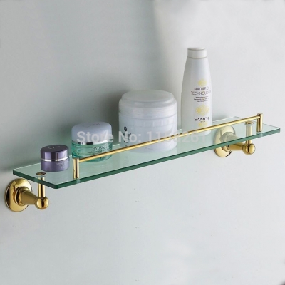 bathroom accessories solid brass golden finish with tempered glass,single glass shelf bathroom shelf st-3198a [bathroom-shelf-916]