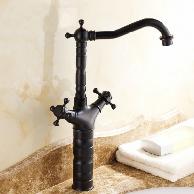 black antique brass double handle bathroom basin mixer tap sink faucet vanity faucet bath faucet mixer tap 6712k