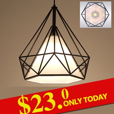 black birdcage pendant lamp modern iron minimalist retro light scandinavian loft pyramid light metal cage with led bulb [vintage-pendant-lights-3263]