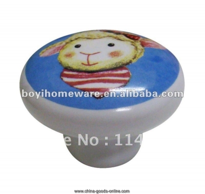 ceramic sheep kids novel item knobs animal knobs single hole cute knobs whole and retail discount 100pcs/lot p34