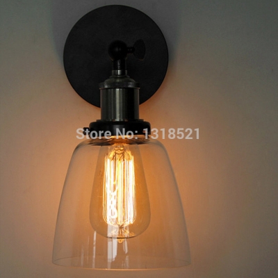 clear glass lampshade american retro glass wall lamps e27 lamp base for foyer,dinning room [wall-light-3242]