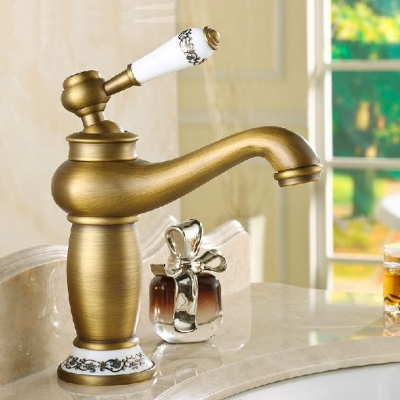 contemporary concise bathroom faucet antique bronze finish brass basin sink faucet single handle water taps m-16f [antique-bathroom-faucet-392]