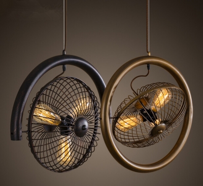 creative rotatable fan loft style pendant lights iron american country hanglamp fixtures for home lightings lamparas colgantes [edison-loft-pendant-lights-1720]