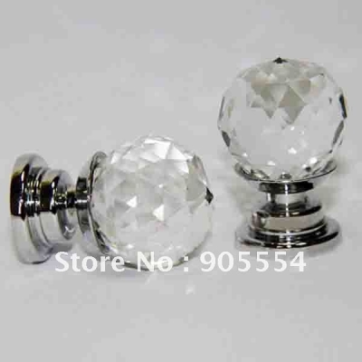 d20xh30mm multi-faceted cutting aluminium crystal glass furniture knobs