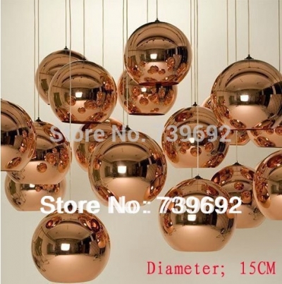 dia.15cm single plated glass ball pendant light for living room/bar/stair lamp 1*e27 [glass-pendant-lights-4462]