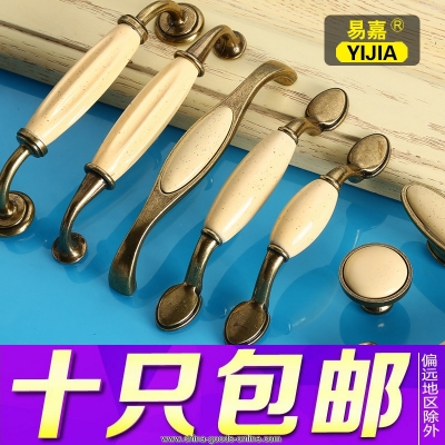 easy jiaou style beige ceramic crack pitting handle bronze antique furniture wardrobe cupboard door handles