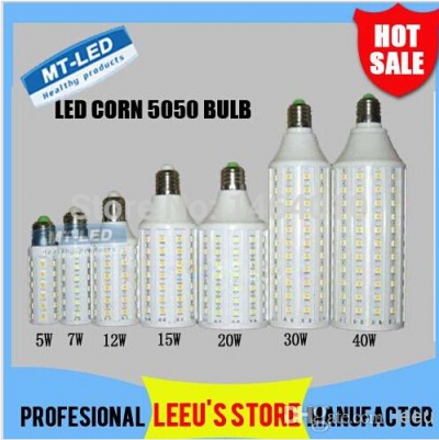 epacket ultra bright led corn light e27 e14 b22 smd 5050 85-265v 5w 7w 12w 15w 20w 30w 40w led bulb 360 degree [5050-smd-ic-corn-series-534]