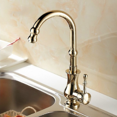 fashion gold kitchen swivel basin sink deck mounted single hole single handle faucet tap torneira cozinha8453 [golden-kitchen-faucet-3600]
