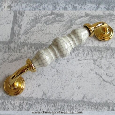 fashion luxury kichen cabinet handles crack ceramic cupboard pulls gold zinc alloy wardrobe dresser furniture handle pull knob [Door knobs|pulls-2226]