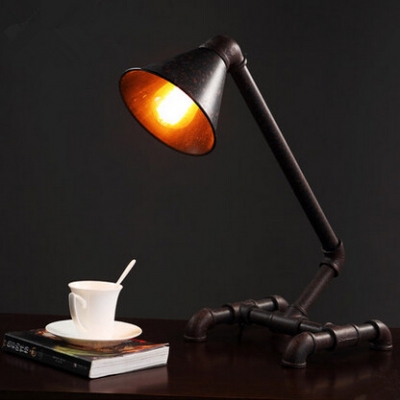 iron water pipe american country loft industrail desk lamp modern novelty table lamp for study room bar light luminaria de mesa