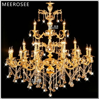 large el 21 arms gold crystal chandelier lustre light decoration lamp lighting fixture with top class crystal md8836 l21 [crystal-chandelier-zinc-alloy-2332]