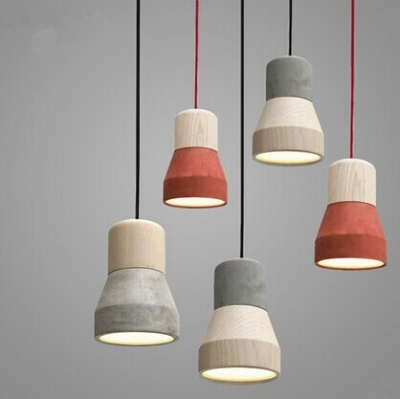 led creative personality simple single head solid wood pendant light for dinning living room corridor,e27 bulb included
