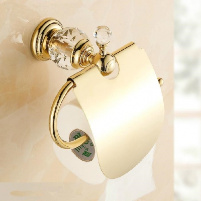 luxury crystal & brass gold paper box roll holder toilet gold paper holder tissue box bathroom accessories hk-40k