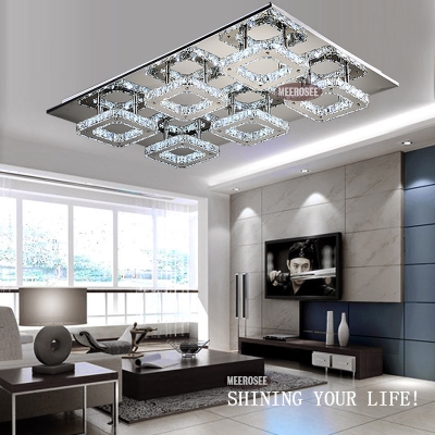 modern diamond led crystal ceiling light square lustre de cristal light fitting surface mounted crystal light fixture [top-selling-products-8253]