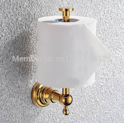 modern new wall mounted golden finish brass bathroom toilet paper holder single bar [toilet-paper-holder-8136]
