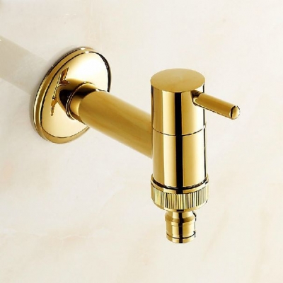 new garden golden brass finish bathroom wall mount washing machine water faucet taps bath mixer tap toilet pool use hj-0205k
