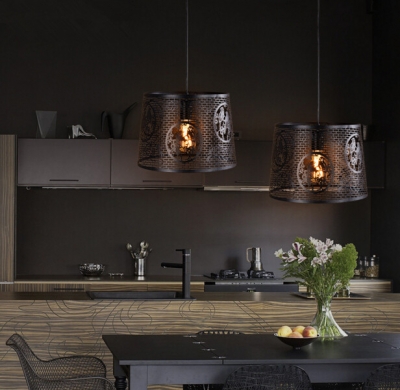 nordic retro american village iron lamp creative cafe bar restaurant hollow pattern decorative chandelier [pendant-lamp-3757]