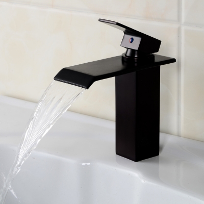 oil rubbed bronze basin faucet soild brass bathroom vessel sink tap square waterfall black washbasin mixer