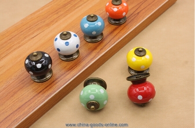pc vintage dot round ceramics drawer knob cabinet pull handle cupboard bedroom door new [Door knobs|pulls-1985]