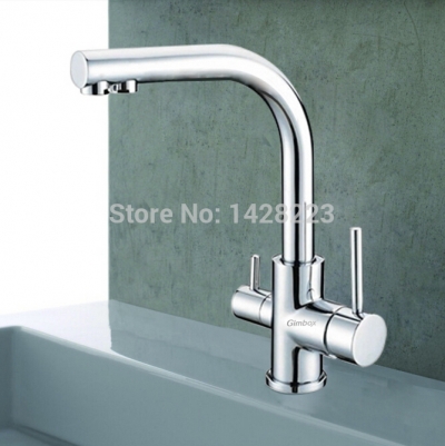polished chrome deck mounted multifunction pure water faucet brass kitchen sink and cold water mixer taps [chrome-1407]
