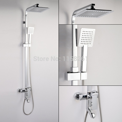 retail- luxury brass head rain shower set, thermostatic mixer overhead shower set, wall mounted, 2083 [chrome-finish-shower-set-1844]