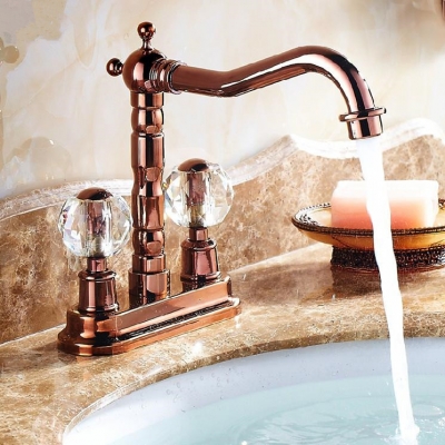 rose golden brass deck mounted crystal handles bathroom vessel sink basin faucet mixer taps 9304m [golden-bathroom-faucet-3541]