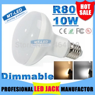 super bright r80 dimmable led bulbs light e27 10w 880lm ac 85-265v led lamp warm/cold white 180 angle + warranty 3 years