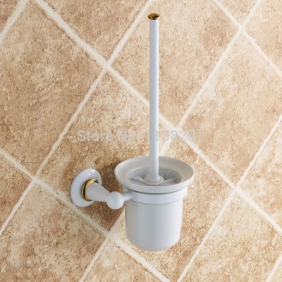 toilet brush holder,brass construction base in white painted finish+ceramic cup,bathroom accessories st-3594 [toilet-brush-holder-8083]