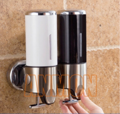 wall mounted diy double soap dispenser stainless steel sanitizer dispenser for kitchen bathroom [soap-dispenser-7891]