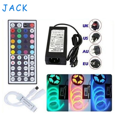 waterproof ip65 5m 300 leds smd 5050 rgb lights led strips 60 leds/m + remote controller + 12v 5a power supply [5050-smd-series-573]