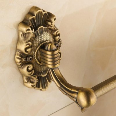 whole and retail wall mount bathroom antique brass art towel rack holder dual towel bars hc-21f