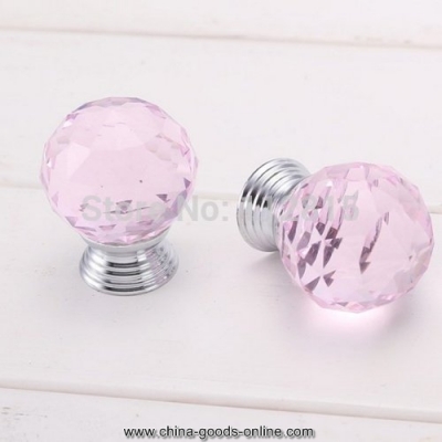 10 x 30mm diamond pink crystal glass door knobs handle drawer kitchen + screw set
