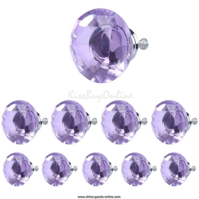 10xdiamond shape crystal glass drawer cabinet pull handle knob light purple k5bo [Door knobs|pulls-1425]